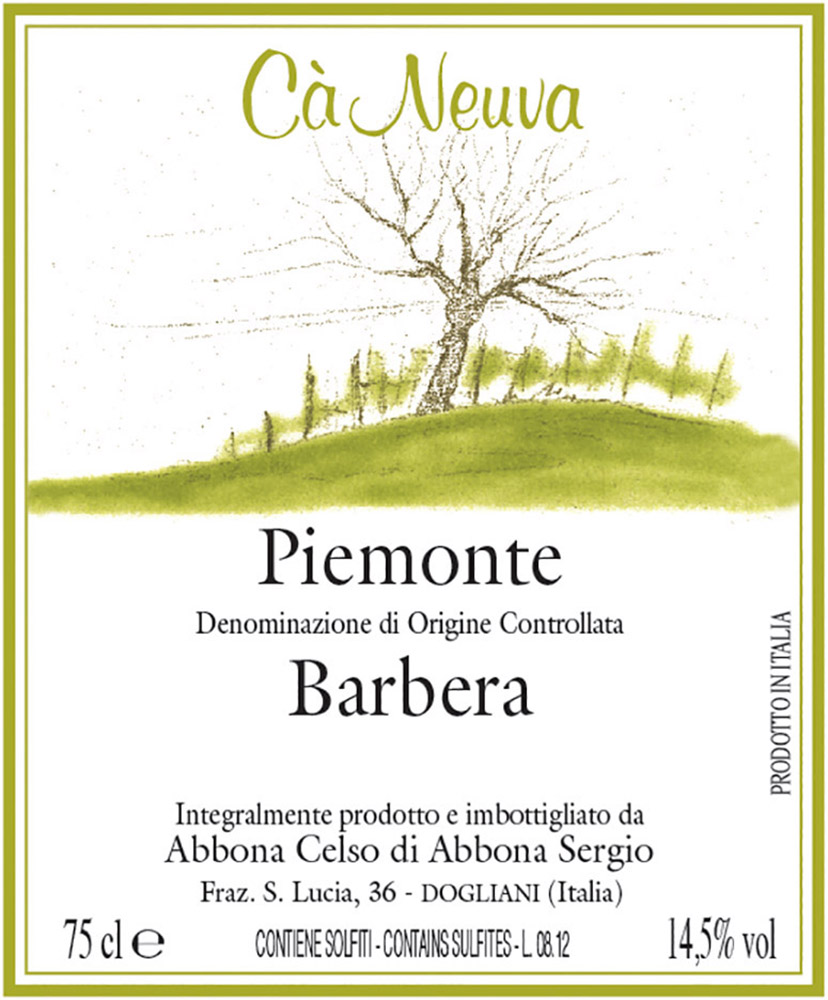 Piemonte Barbera 2011 Ca’ Neuva (etichetta)