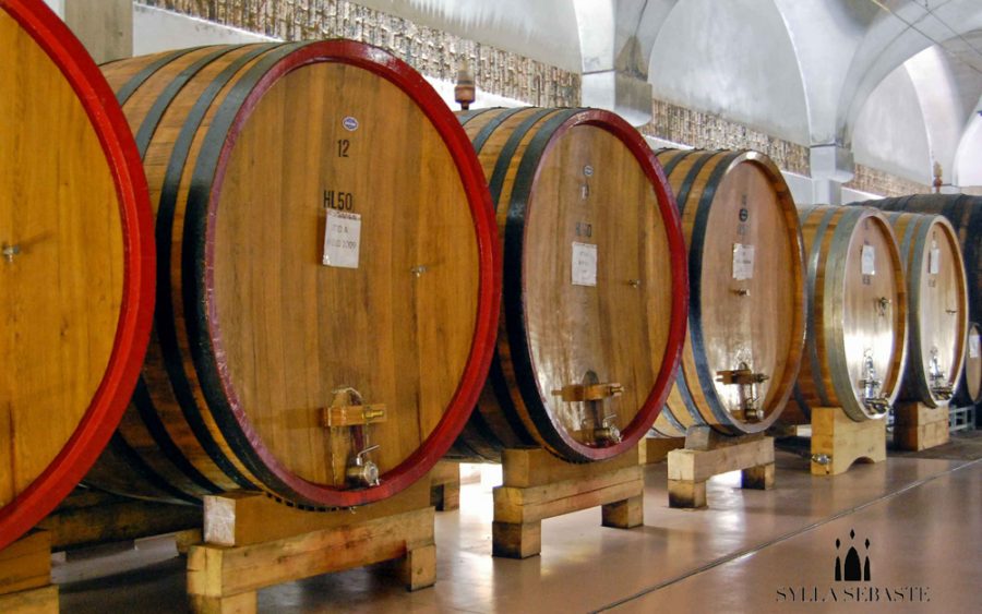 The barrels for aging wines - Sylla Sebaste Winery