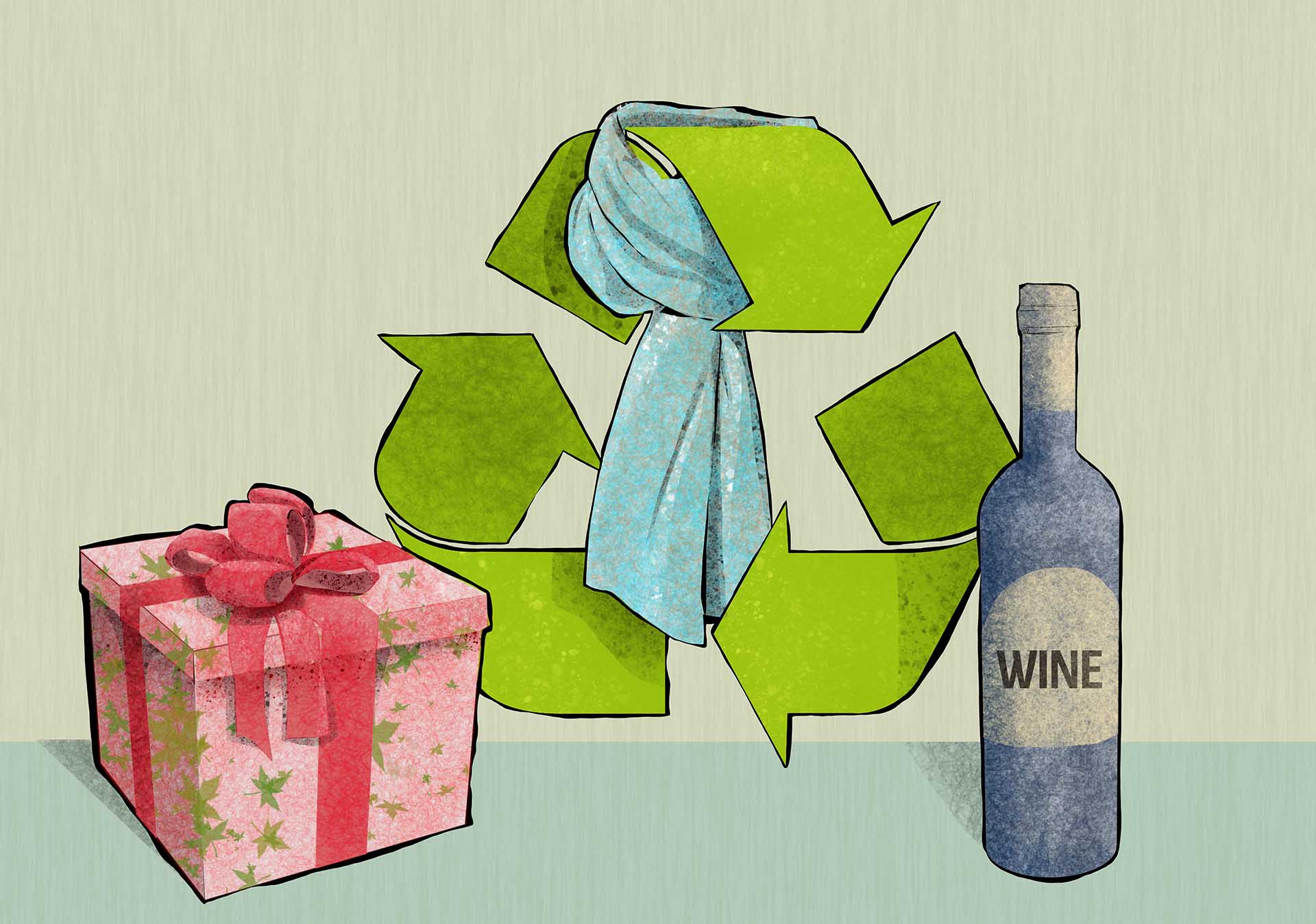 Illustration of gifts that can be recycled and reused